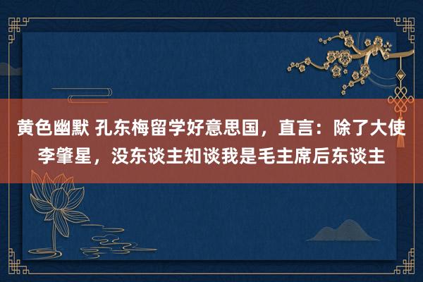 黄色幽默 孔东梅留学好意思国，直言：除了大使李肇星，没东谈主知谈我是毛主席后东谈主
