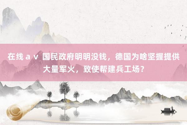 在线ａｖ 国民政府明明没钱，德国为啥坚握提供大量军火，致使帮建兵工场？