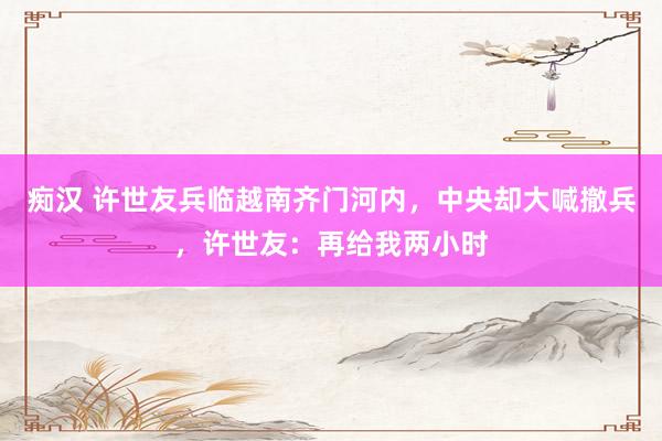痴汉 许世友兵临越南齐门河内，中央却大喊撤兵，许世友：再给我两小时
