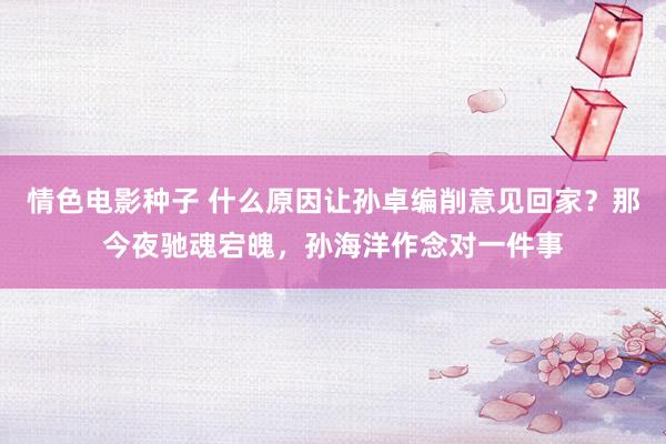 情色电影种子 什么原因让孙卓编削意见回家？那今夜驰魂宕魄，孙海洋作念对一件事