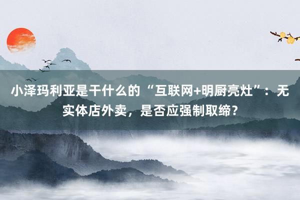 小泽玛利亚是干什么的 “互联网+明厨亮灶”：无实体店外卖，是否应强制取缔？