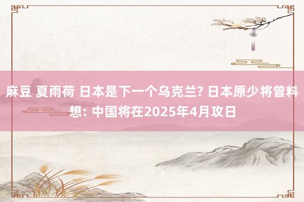 麻豆 夏雨荷 日本是下一个乌克兰? 日本原少将曾料想: 中国将在2025年4月攻日