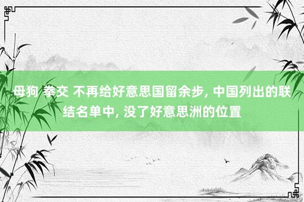母狗 拳交 不再给好意思国留余步, 中国列出的联结名单中, 没了好意思洲的位置