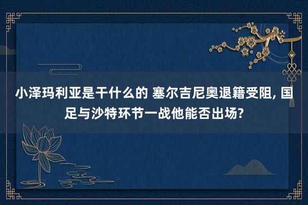 小泽玛利亚是干什么的 塞尔吉尼奥退籍受阻, 国足与沙特环节一战他能否出场?