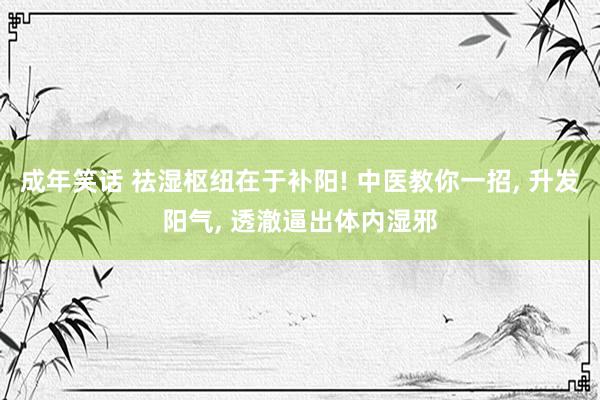 成年笑话 祛湿枢纽在于补阳! 中医教你一招, 升发阳气, 透澈逼出体内湿邪