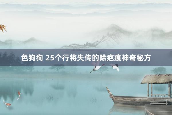 色狗狗 25个行将失传的除疤痕神奇秘方