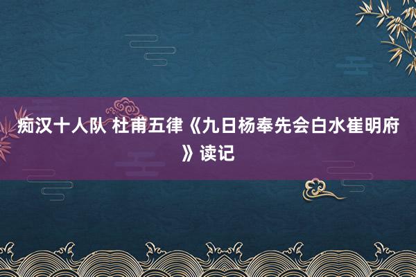 痴汉十人队 杜甫五律《九日杨奉先会白水崔明府》读记