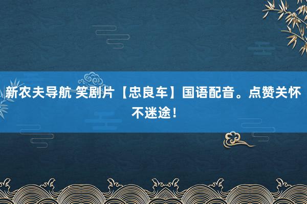 新农夫导航 笑剧片【忠良车】国语配音。点赞关怀不迷途！